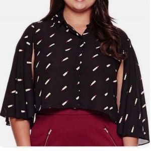 Ashley Nell Tipton for Boutique+ Lipstick Print Top | Size 3x